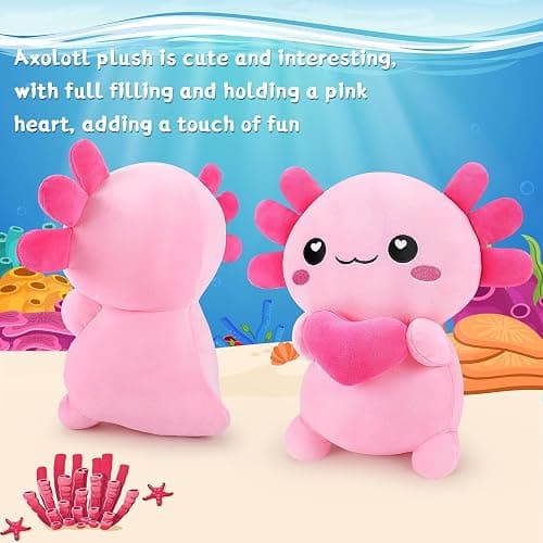Achwishap Axolotl Plush,Axolotl Stuffed Animal Plush Toys,14” Salamander Plushies,Cute Plushies Soft Newt Plushy Kawaii Plushies Huggging Pillow,Cuddly Animal Body Pillow for Birthday(Pink) thumbnail 8