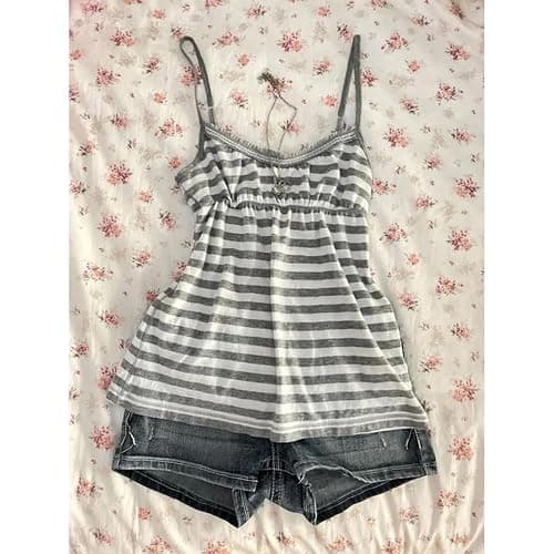 MANGMAO Striped Cropped Top Y2k Leopard Print Spaghetti Strap Tops Emo Grunge 2000s Cheetah Top Women Vintage Camisole thumbnail 6