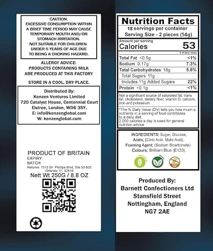 Barnetts Mega Sour Raspberry Fizz Candy 250g Handmade British Sweets thumbnail 2