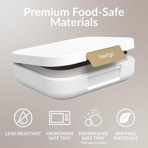 Bentgo Modern - Adult & Teen Bento Lunch Box; 3-4 Compartments, Leak-Resistant, 5.5 Cup Capacity/44 fl oz, Improved Locking Clips, Reusable, BPA-Free, Dishwasher/Microwave Safe Tray (White) thumbnail 4