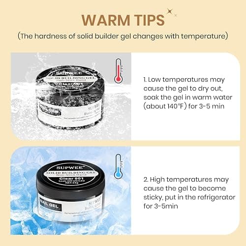 SUPWEE Solid Builder Gel for Nails - 3D Nail Art Gel Clear Non-Stick Hand for Carving Molding Patterns Decoration Extend for Manicure DIY at Home 14g(0.49fl oz) thumbnail 8