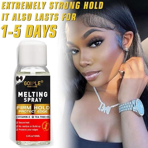 Wig Glue for Front Wigs Adhesive for Closure Wigs Extensions - Lace Melting Spray for Wigs Lace Front Hair Glue Tools with Remover Hair Wax Stick Edge Control Wig Cap Edge Comb Elastic Bnad Set thumbnail 8