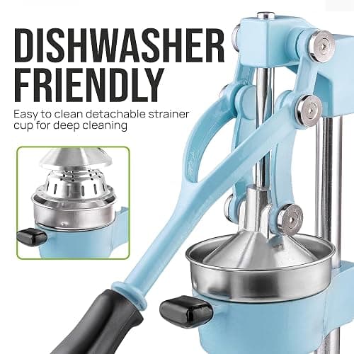 Zulay Kitchen Cast-Iron Orange Juice Squeezer - Heavy-Duty, Easy-to-Clean, Professional Citrus Juicer - Durable Stainless Steel Lemon Squeezer - Sturdy Manual Citrus Press & Orange Squeezer (Blue) thumbnail 7