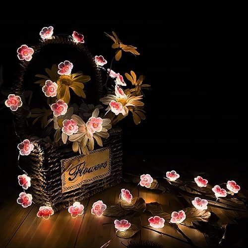 Auting Ghirlanda Luminosa a LED con Fiori di ciliegio, 4 m, 40 LED, Ghirlanda di Fiori a Batteria, con Funzione di temporizzazione, luci Rosa con ghir thumbnail 7