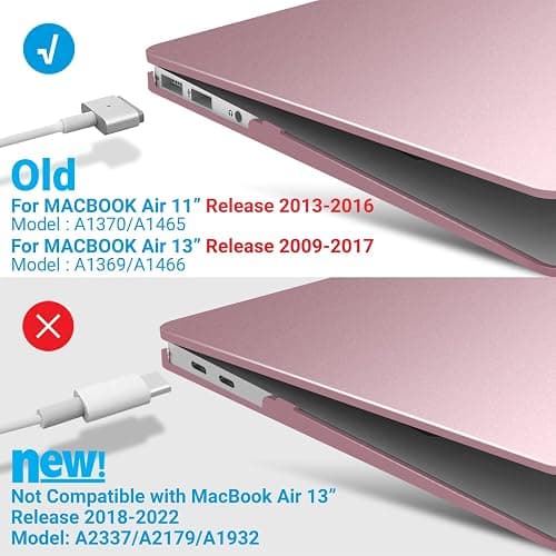 IBENZER Compatible with MacBook Air 11 Inch Case Model A1370 A1465, Soft Touch Plastic Hard Shell Case Bundle with Keyboard Cover & Screen Protector for Mac Air 11, Pink Gold, A11MPK+2A thumbnail 4
