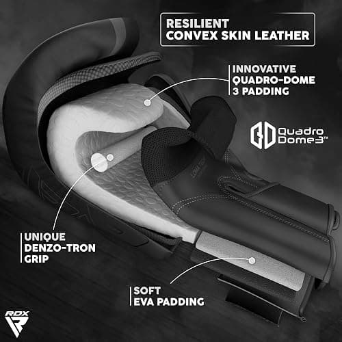 RDX Boxing Gloves, Pro Training Sparring, Maya Hide Leather, Muay Thai MMA Kickboxing, Men Women Adult, Heavy Punching Bag Focus Mitts Pads Workout, Ventilated Palm, Multi Layered, 8 10 12 14 16 18 Oz thumbnail 2