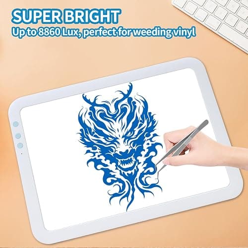 TOHETO A4 Rechargeable Led Super Bright Light Pad with Carry Bag for Cricut Weeding Vinyl Tool, Portable Wireless 3500mAh Battery Light Board/Box for Tracing, Diamond Painting, Sketching & Drawing thumbnail 6