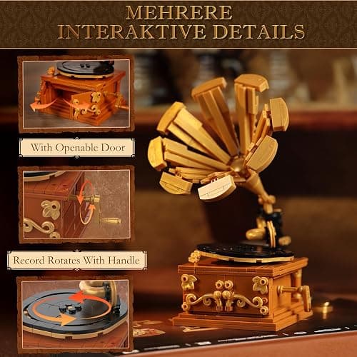 Brihappen 3 in 1 Building Block Sets, Retro Camera Telephone Record Player Building Toys, 1438 Pcs Vintage Collectible Model Kit for Home Office Decor, Nostalgic 80s Gift for Adults & Teens 14+ thumbnail 6