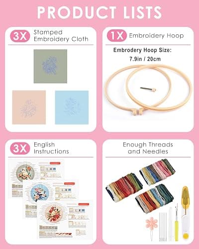 TINDTOP Embroidery Kit for Adult Beginners, Parrot Embroidery Stitch Practice kit Include Embroidery Cloth Hoops Threads for Craft Lover Hand Stitch thumbnail 2