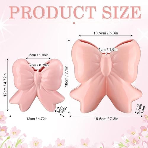 Jingmore Vase Coquette Ceramic Toothbrush Holder Vase Pen Makeup Brush Holder Contemporary Design Decorative Women Gift for Christmas Home Office Shelf Table Room(Small,Classic,Pink) thumbnail 2