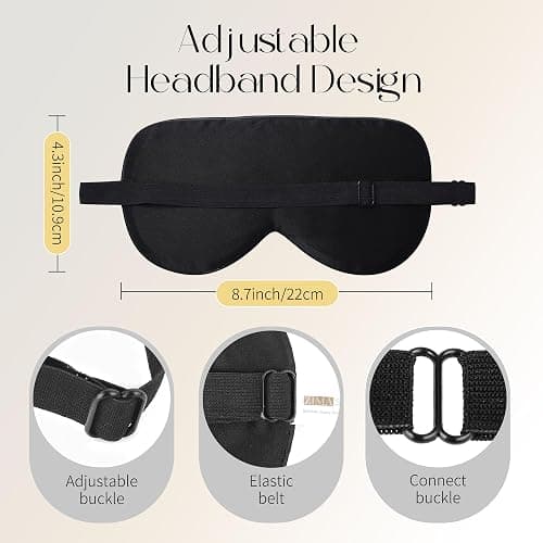 ZIMASILK Adjustable 100% Mulberry Silk Sleep Mask | Super-Smooth Soft Natural Silk Eye Mask for Sleep, Travel, Multiple Color Options ( Navy Blue ) thumbnail 4