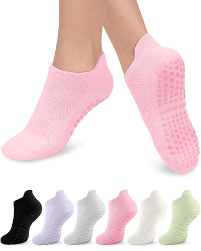 Aoliks 6 Pairs Pilates Grip Socks for Women, Non-slip Yoga Athletic Socks for Barre Ballet Barefoot Workout Hospital - Image 1