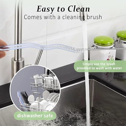 8 Pcs Reusable Wavy Glass Straws, Colorful Glass Straws Shatter Resistant 7.9" X 8mm Cute Drinking Straw with 2 Cleaner Brushes for Hot/Cold Beverages, Milk, Coffee, Juice, Wine thumbnail 5