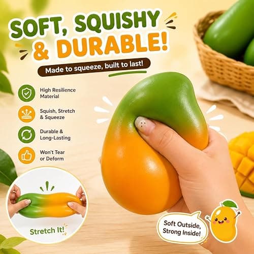 Crunchy Mango Squishy ASMR Bead Filled Realistic Food Stress Ball Squeeze Moldable Slushy Asmr Realistic Taba Handmade Non Rebound Sticky Silicone Dessert Adults Party Favor thumbnail 3