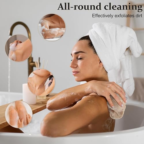 MuiiuM African Net Sponge Authentic with Knots, Colourfast Exfoliating Body and Back Scrubber, Extra Long Quick-Dry Bath Shower Net Loofah for Rich Lather and Dead Skin Removal (Flaxen) thumbnail 5