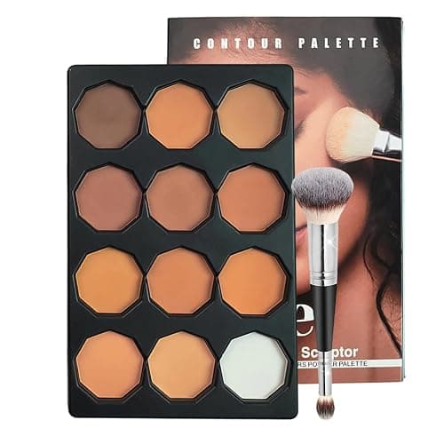 Joyeee 12 Colors Contour Makeup Palette, Highlighter Concealer Bronzer Powder with Make up Brush, Long Wearing Blendable Full Coverage Foundation - Image 1