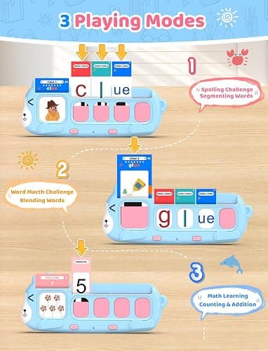QuTZ Phonics Learning Toy for Preschool Kids – Talking Flash Cards with Sound Machine, Word Blending & Math Games – Educational Reading & Counting Activity Set 4-8 thumbnail 2