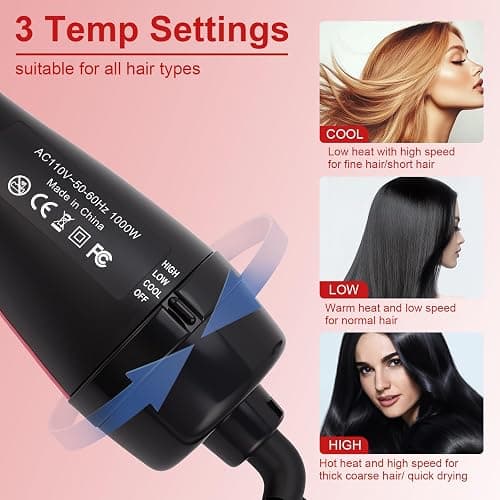 Blow Dryer Brush Hair Dryer One-Step Straightener Paddle Brush | 3-in-1 Detangling Straightening Smoothing in One, Reduce Frizz More Shiny for Salon-Quality Smooth Straight Hair thumbnail 5