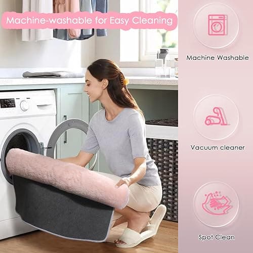 Pink Area Rugs for Bedroom Girls, Living Room Decor, Fluffy Fuzzy Shag Rug 4x6 for Kids Room, Soft Cute Indoor Floor Carpet for Baby, Teen, Nursery, Preppy Dorm, Playroom, Plush Aesthetic Bedside Rug thumbnail 4