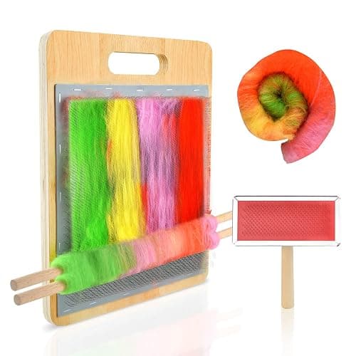 Wool Blending Board Carding Brush Set with Board and Brush for Rolags - Image 1