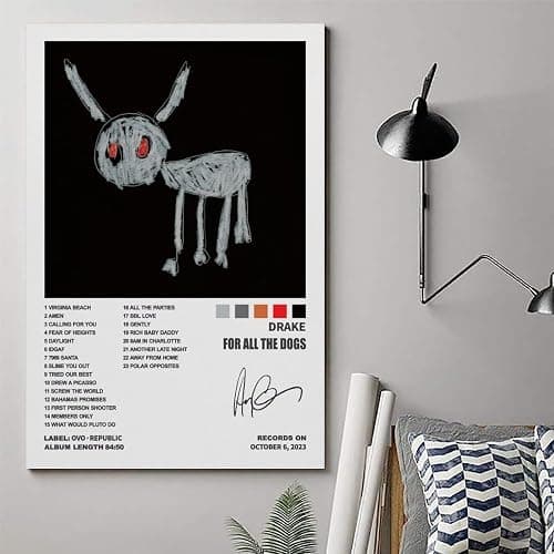 WATERA Drake Poster For All The Dogs Album Cover Posters for Room Aesthetic Canvas Wall Art Bedroom Decor 20x30inch(50x75cm) thumbnail 6