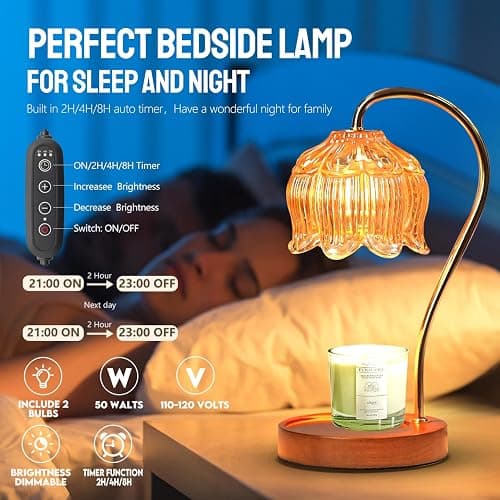 GEEZO Fragrance Candle Warmer Lamp，Electric Candle Warmer with Timer & Dimmer，Mom Christmas Birthday Gifts for Women, House Warming Gifts New Home Bedroom Decor thumbnail 3