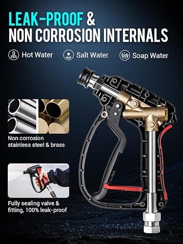 MEKOH Short Pressure Washer Gun with Swivel, 5000 PSI High Power Washer Spray Gun, 10 GPM Foam Gun with 3/8" Quick Connect, M22-14mm for Extension Wand, Hose, Pressure Washer Handle with 5 Nozzle Tips thumbnail 6