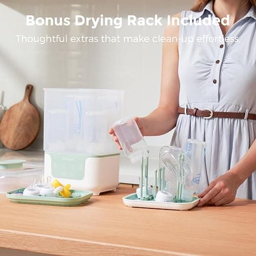 Momcozy Bottle Sterilizer and Dryer, Modular Nesting Space Saving Design, 6 Bottles Capacity, 4 in 1 Compact Sterilizer for Baby Bottles, Breast Pump Parts & Newborn Essentials, Drying Rack Included thumbnail 8
