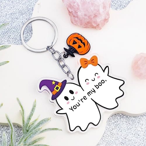 Uerifr Halloween Gifts For Women Spooky Halloween Keychain Ideas Boo Basket Stuffers For Women Acrylic Ghost Keychain Gifts For Girlfriend Birthday Wedding Anniversary Valentines Day Stuff For Wife thumbnail 4