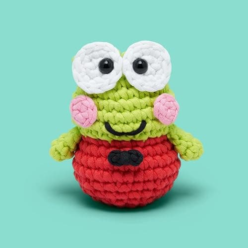 The Woobles Hello Kitty Crochet Kit - Beginners Wooble Crochet Animal Kit Crafts with Easy Peasy Yarn as seen on Shark Tank - with Step-by-Step Video Tutorials (Keroppi) thumbnail 2