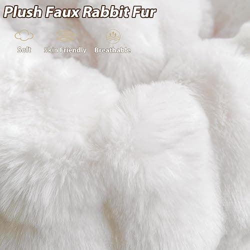 LIFEREVO Kids Fluffy Faux Rabbit Fur Bean Bag Chair Cover (No Filler), Soft Luxury Fuzzy Stuffed Animal Storage Bubble Bean Bag Home Decoration, Comfy Shaggy Furry Beanbag Cover Kids Adults, White - Small(28"x28"x32") - White thumbnail 7