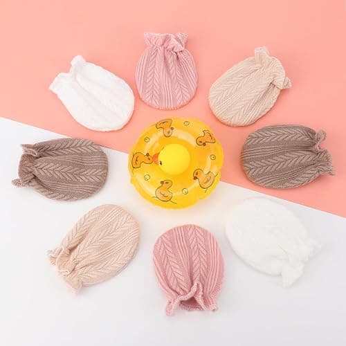 AQOKKA Newborn Baby Mittens No Scratch Cotton Elastic Wrist Gloves Infant Toddler Mittens for Baby Boy Girl 0-6 Months thumbnail 3