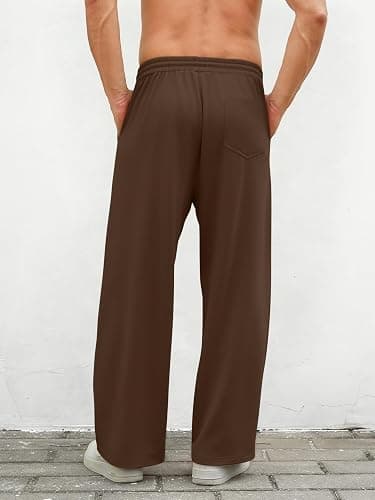 Hardaddy Men's Lightweight Sweatpants Baggy Straight Open Bottom Wide Leg Drawstring Lounge Athletic Pants with Pockets thumbnail 4