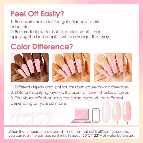 ROSALIND MINI Poly Nail Gel Kit, 8 Colors 0.34oz Each Tube Poly Nails Gel Starter Kit with Slip Solution and Mini UV Lamp, Clear Nude Purple Gels Extension Set for Beginners thumbnail 8
