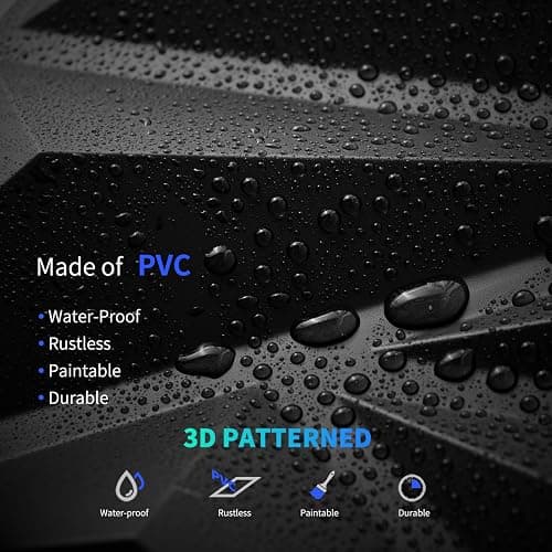 Art3dwallpanels 33 Pack 3D Wall Panels Diamond, Black, 12''x12'' | PVC Accent Wall Panels for Interior Wall Decor, Living Room, Lobby Bedroom Hotel Office, Cover 32.Sq.Ft thumbnail 4