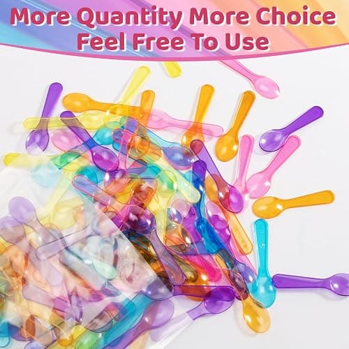 Mini Spoons - 100PCS Tasting Spoons Plastic Disposable Cutlery Small Spoon For Tasting Ice Cream Cake Jelly Pie Yogurt Dessert For Party Celebrations Multi-Color thumbnail 6