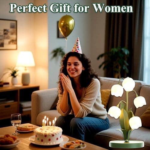 Green Flower Table Lamp, Vintage Lily of The Valley Bedside Desk Lamp 3 Color Modes Cute Flower Reading Light with G4 Bulbs for Night Stand Bedroom Living Room Home Office Decor, Gifts for Women thumbnail 6