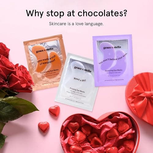 grace & stella Peptide Under Eye Patches with Niacinamide & Rice Extract - Firming Eye Masks for Dark Circles and Puffiness - Stocking Stuffers Under 10 - Vegan, Cruelty-Free (White, 6 Pairs) thumbnail 8