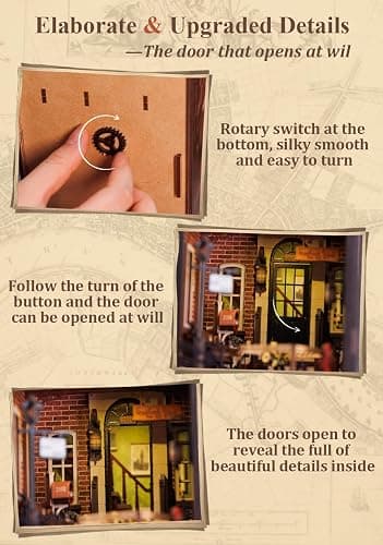 CUTEBEE Book Nook Kit - DIY Miniature House Dollhouse Kit for Adult and Teens, Booknook Bookshelf Decor Alley Model Build with LED Light, Gifts for Family and Friends thumbnail 7