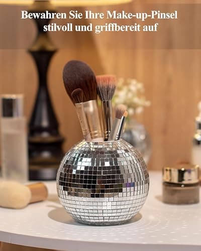 RGBDOT Silber Disco Ball Pen & Make-up Pinsel Organizer - 10,2 cm Schreibtischzubehör thumbnail 3