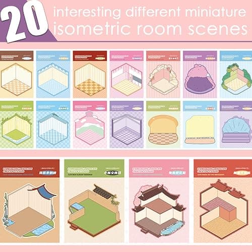 TIYIMIYUXU 20 3D Sticker Scene Set,Scene Stickers Therapy for Adults, Vivid Isometric House 3D Space DIY Sticker Book,Fun Cute Cartoon Stickers,Mini Scenes Relieve Stress thumbnail 3