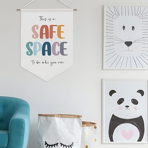 Safe Space Wall Hanging,Therapy Office Wall Decor,Bulletin Board Decorations,Classroom Decor,Door Decorations Hanging,Office Wall Art,School Counselor Office Wall Decor - Safe Space thumbnail 2