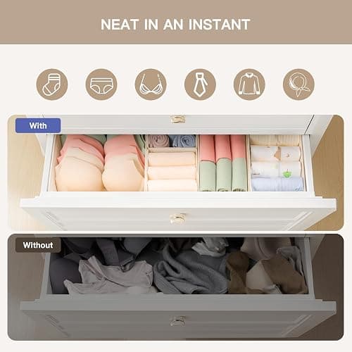 Criusia Drawer Organizer Clothes, 10 Pack Dresser Organizer for Baby Clothes, Underwear, Sock- Foldable Closet Organization and Storage Dividers Bins for Nursery, Bedroom (Beige) thumbnail 4