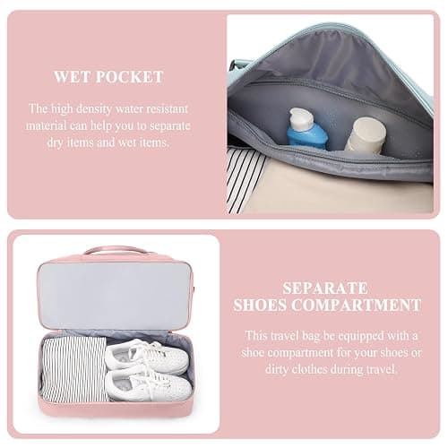 Weekender Bags for Women,Personal Item Travel Bag with Shoes Compartment,Overnight Travel Duffel Bag with Toiletry Bag thumbnail 6