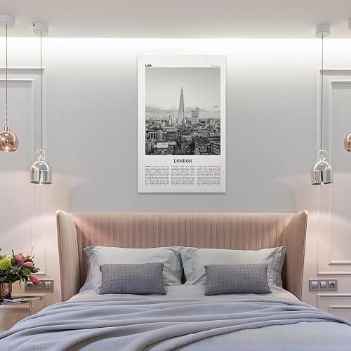 CJZZMA London Print Black And White Downtown, London Wall Art, London Poster, London Photo, London Wall Decor, England, UK United Kingdom Europe Canvas Wall Art Poster Ready to Hang Framed 12x18inch thumbnail 7