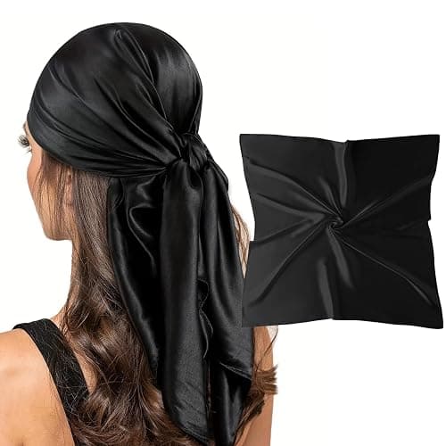vimate 35" Square Silk Like Head Scarf - Women's Fashion Satin Scarf Bandana for Hair Wrapping at Night. - Image 1