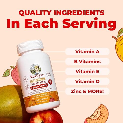 MaryRuth's Multivitamin + Hair Growth Gummies | with Lustriva® | Biotin 10000mcg | B Vitamins | Formulated for Thicker Hair, Wrinkles, Fine Lines, Skin Care | Ages 18+ | 30 Servings thumbnail 5