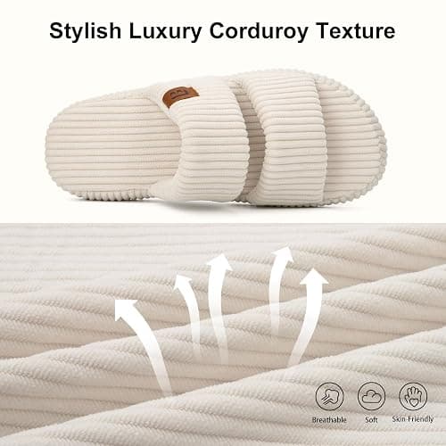 LongBay Slippers for Women Memory Foam Open Toe Slide Indoor House Shoes Slip On Bedroom Comfy Gift thumbnail 3