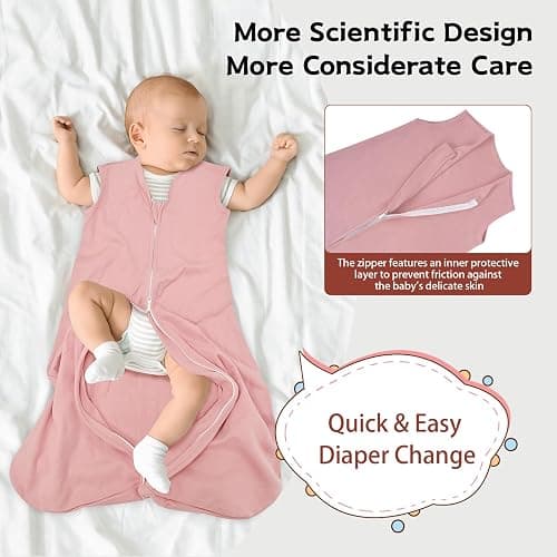 Wrrernsin Baby Sleep Sack 0-6 Months,100% Cotton TOG 0.5 Wearable Blanket for Newborn and Infant, 3 Pack 2-Way Zipper Lightweight Sleeping Bags for Toddler thumbnail 6