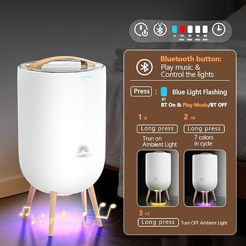 VOUKOTA Towel Warmers for Bathroom, 23L Blanket Warmer with Bluetooth Speaker & Mood Light, Built-in Timer, Fits Two 40"x70" Towels, Blankets & Robes thumbnail 3